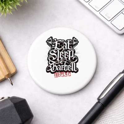 Pin Buttons Quetos Eat Sleep Barbell Repeat Size 58mm